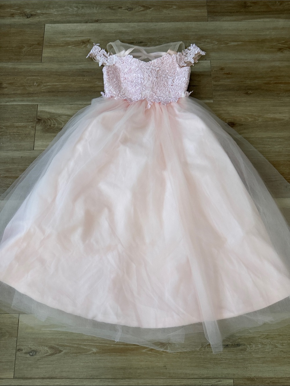 Petite Pink Lace & Tulle Formal Dress for Girls